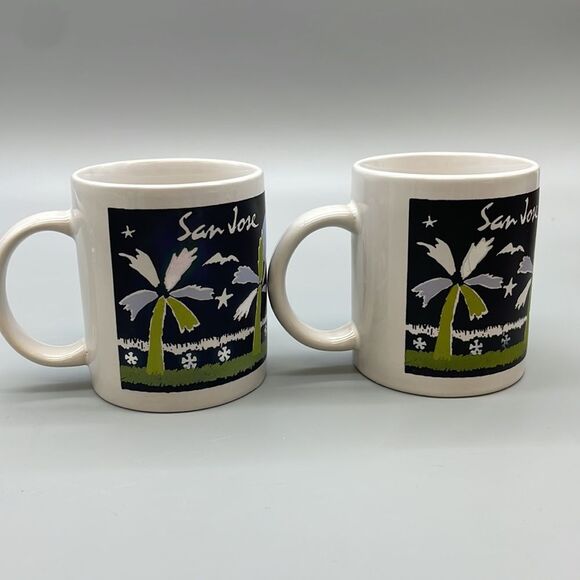 2 San Jose Palm Tree Coffee Tea Mugs Souvenir - Picture 4 of 9